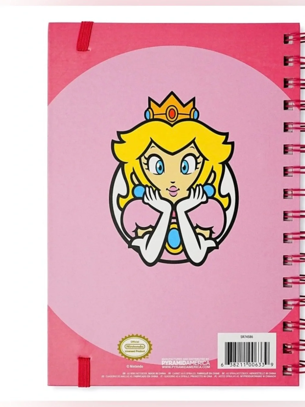 Super Mario Princess Peach Spiral Notebook Elastic Closure Pyramid America New